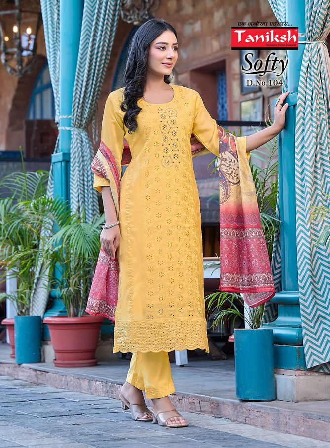 Softy Vol 1 By Taniksh Muslin Designer Kurti With Bottom Dupatta Wholesale Market In Surat
